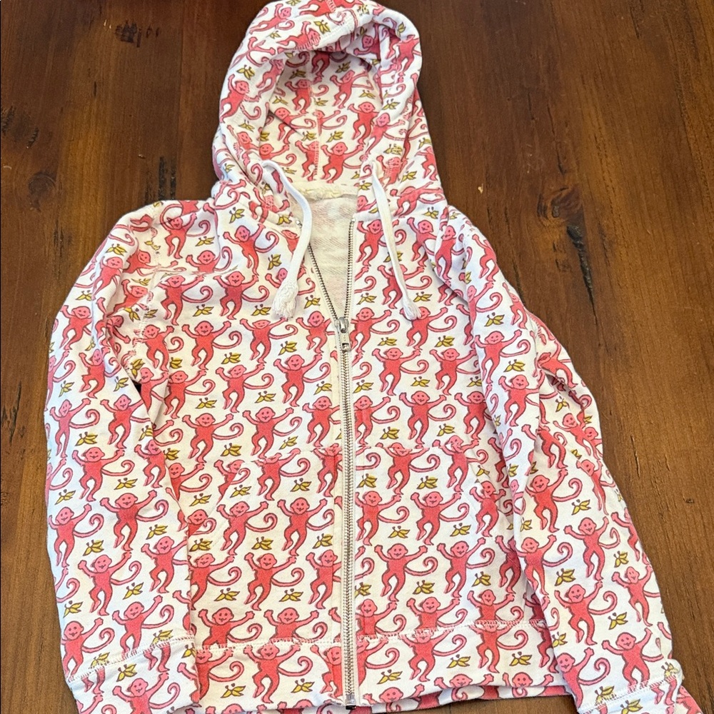 Roller Rabbit Pink and White Monkey Hoodie